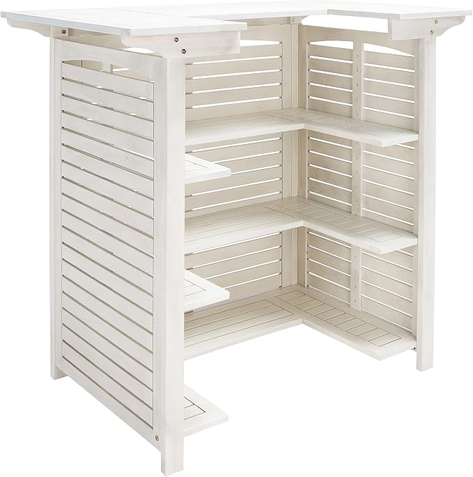 SAFAVIEH Outdoor Collection Monterey White Wash 3-Shelf Patio Bar Table - Image 8