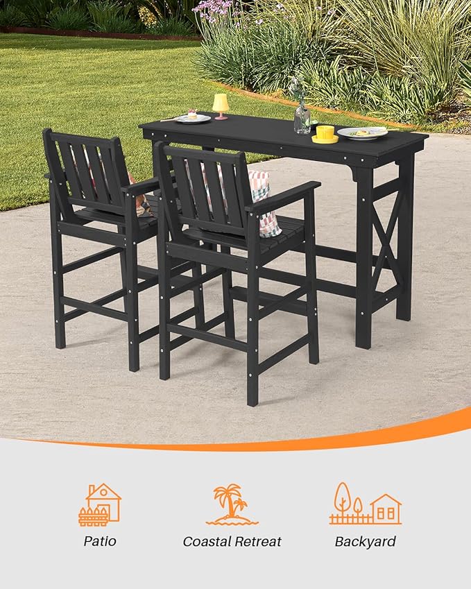 HDPE Patio Bar Table, Adirondack Outdoor Bar Height Table, HDPE Outside Pub - Image 5