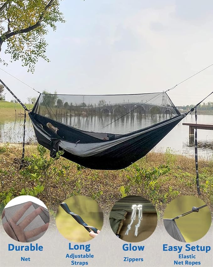 Sunyear Hammock Camping with Rain Fly Tarp and Net, Portable Camping Hammock - Image 4