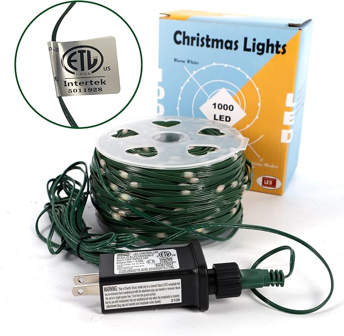 WATERGLIDE Extra Long 328 FT Fairy String Lights, 1000 LED Outdoor Green Wire - Image 7