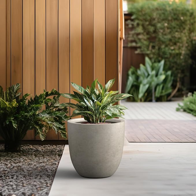 Kante 18 Inch Diameter Round Concrete Planter, Indoor Outdoor Large Plant Pot - Image 5