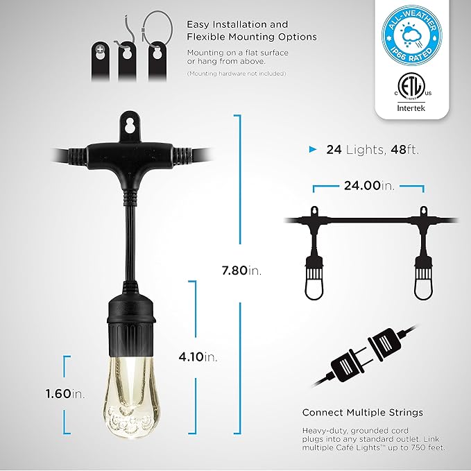 Enbrighten Vintage Outdoor String Lights, 24 RGB Acrylic Bulbs, Weatherproof - Image 3
