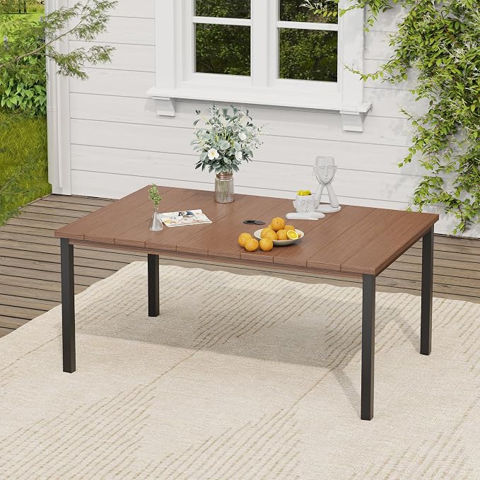 VICLLAX Outdoor Table for 6, Metal Patio Dining Table by HOME