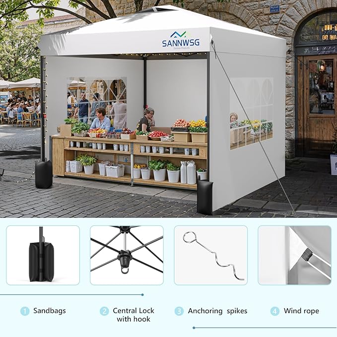 8X8 Pop Up Canopy Tent with 3 Sidewalls, Easy Up Canopy, Commercial Instant - Image 3