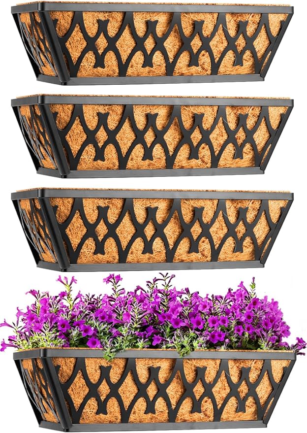 2 Pack 14 Inch Window Boxes Planters Railing Planter Box - Image 5
