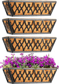 4 Pack 14 Inch Window Boxes Planters Railing Planter Box by KarlliuHOMEGARDEN