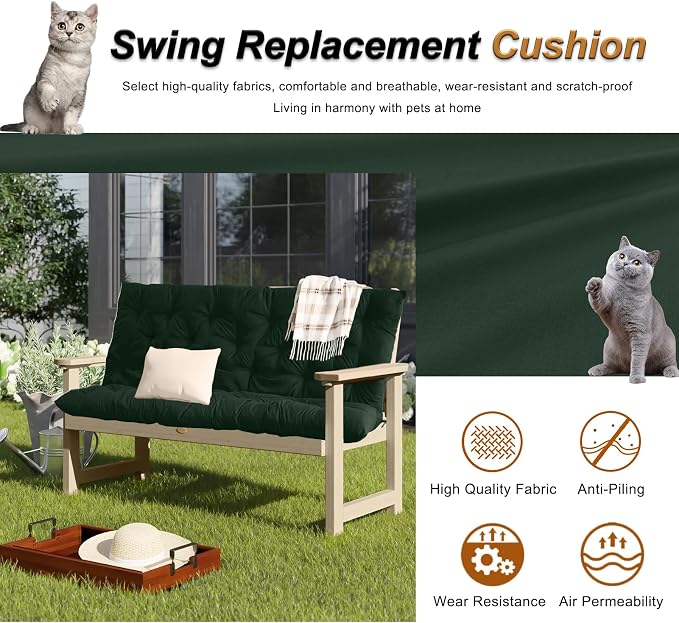 2-3 Seat Swing Replacement Cushion, Outdoor Bench Cushions - Image 3