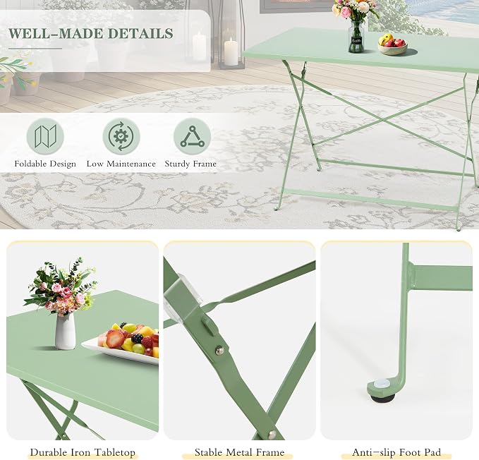 MELLCOM 5-Piece Foldable Patio Dining Set - Image 7