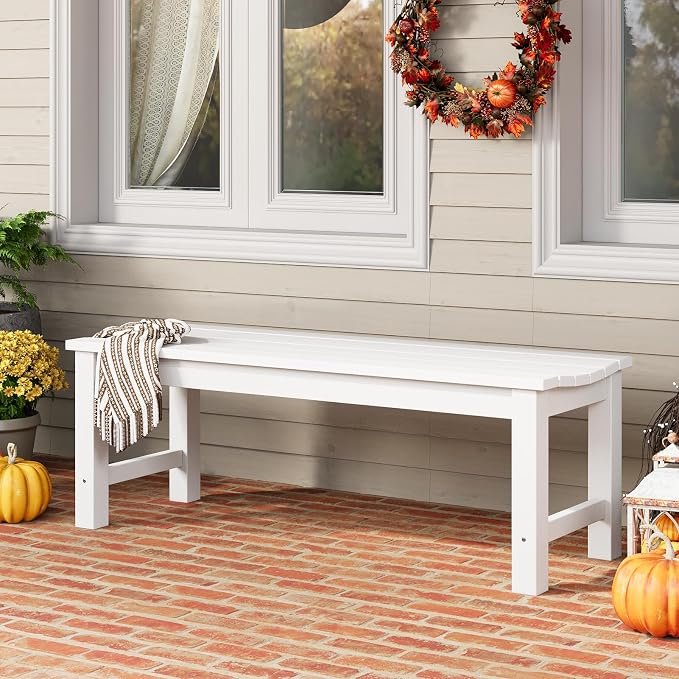 Outdoor Bench, 2-Person Patio Backless Bench Holds up to 800lbs, Weatherproof - Image 2