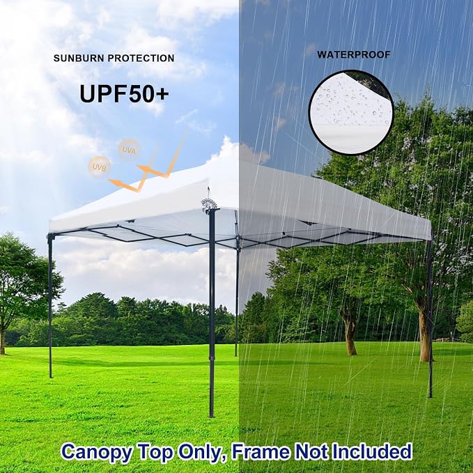 Joramoy 10×10 Canopy Replacement Top Only, Waterproof Pop Up Canopy Tent Top - Image 3