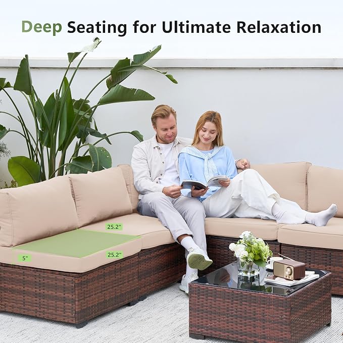 Amopatio Outdoor Patio Furniture Set 7 Pieces Patio Conversation Set Sectional - Image 3
