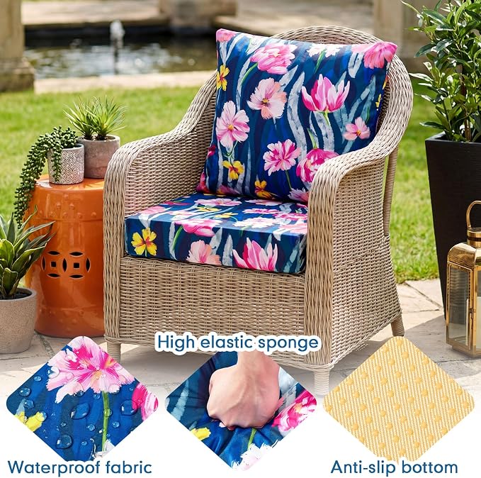 Hoteam 4 Set Outdoor Chair Patio Cushions 20 x 20 Inch Deep Seat Waterproof - Image 4