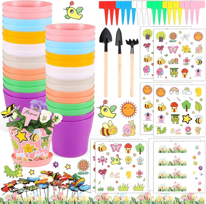 32 Set Garden Plastic Pot Craft Kit DIY Flower Plant Crafts Nursery Pots by Aweyka
