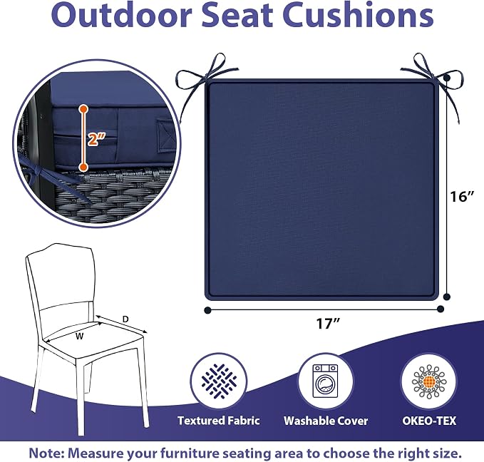 Outdoor Chair Cushions Set of 4 -Waterproof Outdoor Seat Cushions - Image 6