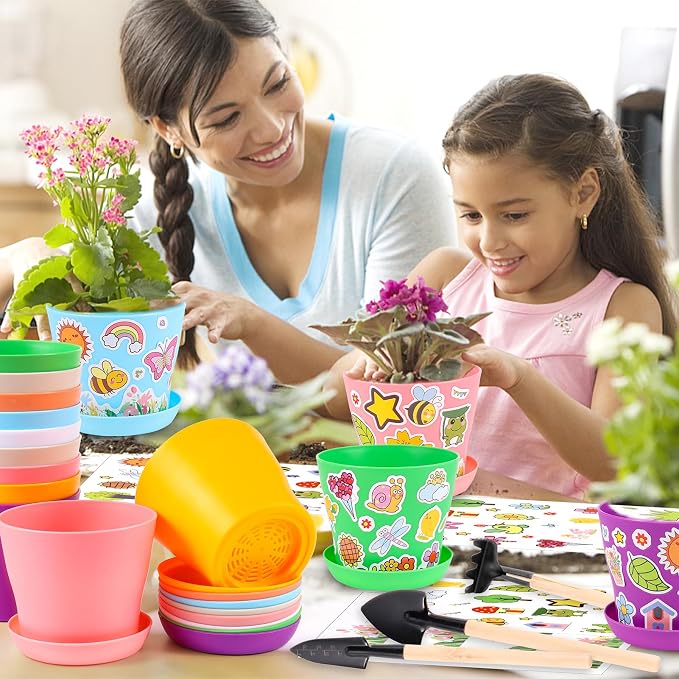 32 Set Garden Plastic Pot Craft Kit DIY Flower Plant Crafts Nursery Pots - Image 5