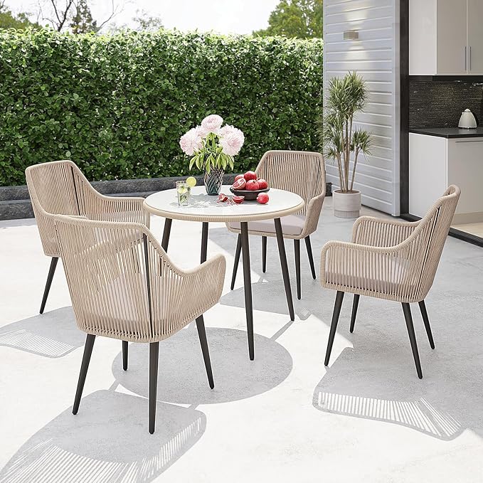 Patiorama 5-Piece Patio Dining Set, Outdoor Dining Table Chair Set, All-Weather - Image 2