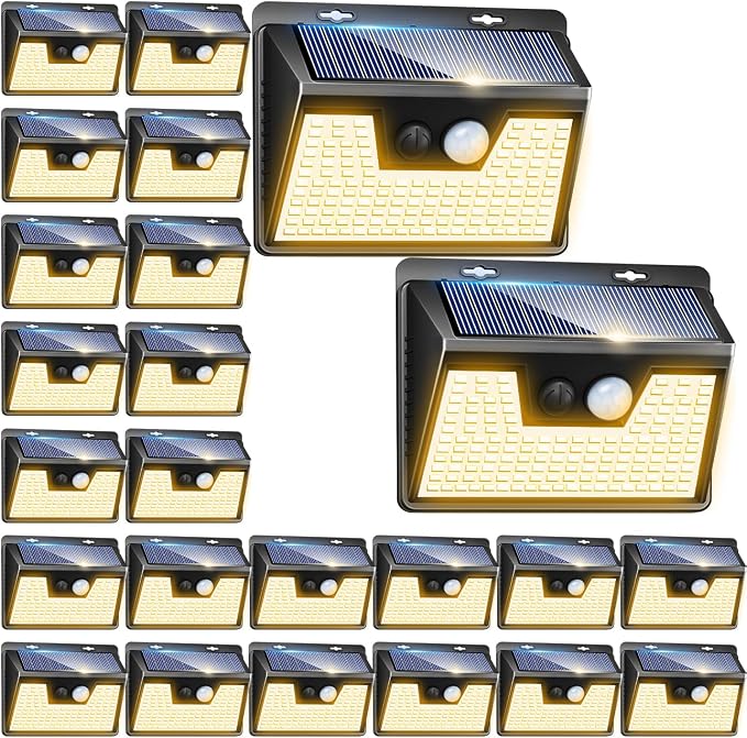 Peasur Solar Lights Outdoor Waterproof, Warm White Motion Sensor Lights Dusk to by Peasur