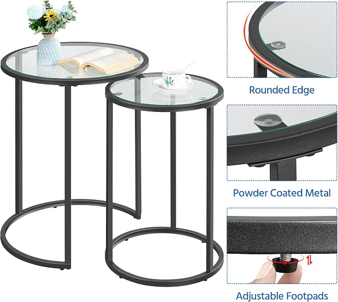 Yaheetech Round Nesting End Table Set of 2, Stacking Side Tables, Coffee Tables - Image 5