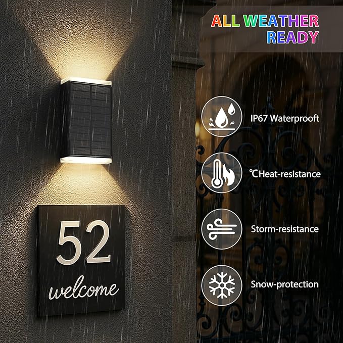 Solar Lights Outdoor, 8 Lighting Modes Dusk to Dawn Lighting Wall Sconce IP67 - Image 5