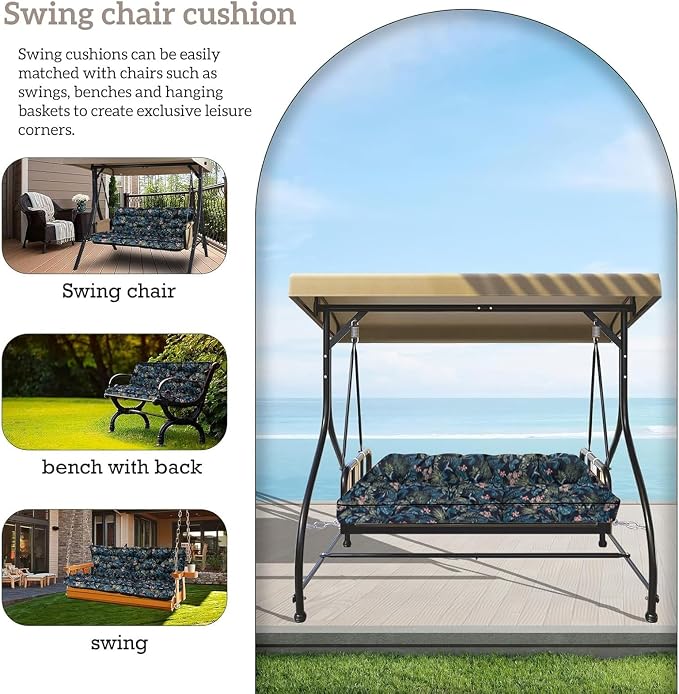 Outside Benches Cushion with Backrest, Thicken Waterproof Swing Cushions 2/3 - Image 2
