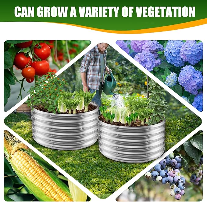 17" Tall Elevated Round Metal Rised Garden Bed- 2.7'x2.7' in Size and 0.8MM - Image 6