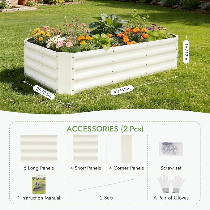 INNO STAGE 2Pcs Galvanized Raised Garden Bed Kit, Rust-Resistant & Easy Assembly - Image 3