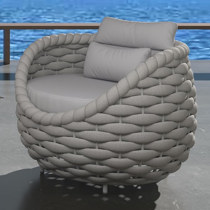 TWT Patio Sofa All-Weather Textilene Rope Balcony Furniture - Image 9
