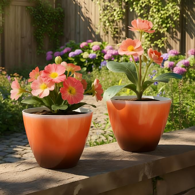 2 Pack Plastic Plant Pots with Drainage Holes, 8 inch Planter - Image 6