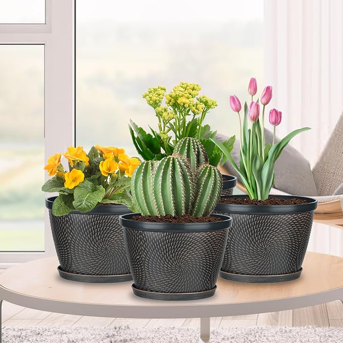 Quarut 4 Pack 8 Inch Flower Pots - Image 2