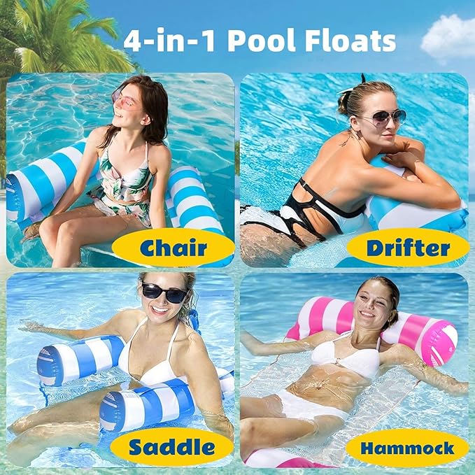4 Pack Upgrated XL Water Pool Floats, 4-in-1 Multi-Purpose Water Pool Float - Image 2