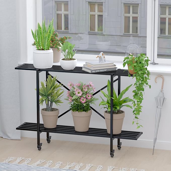 Zhongma 2 Tier Metal Sturdy Narrow Plant Stand - Image 3
