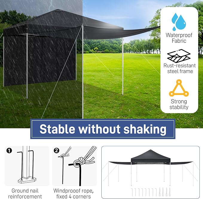 Outvita 10x10ft Ez Pop Up Canopy, Portable Instant Canopy Tent - Image 3