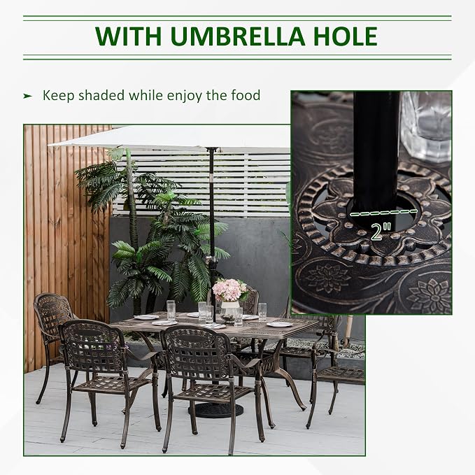 Outsunny 7-Piece Patio Dining Set, Cast Aluminum Outdoor Furniture Set - Image 4