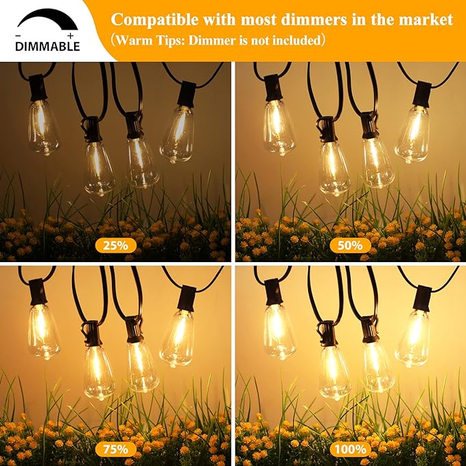 Brightever 120FT Outdoor String Lights Waterproof, 2700K Bright LED Patio Lights - Image 4