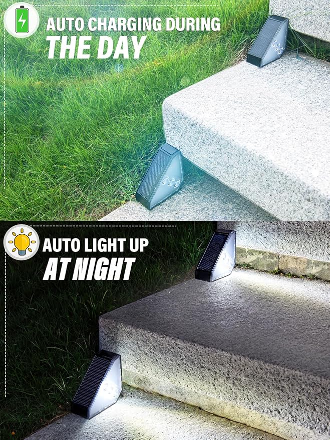 ROSHWEY Solar Step Lights for Outside, 16 Pack Solar Powered Stair Lights - Image 5