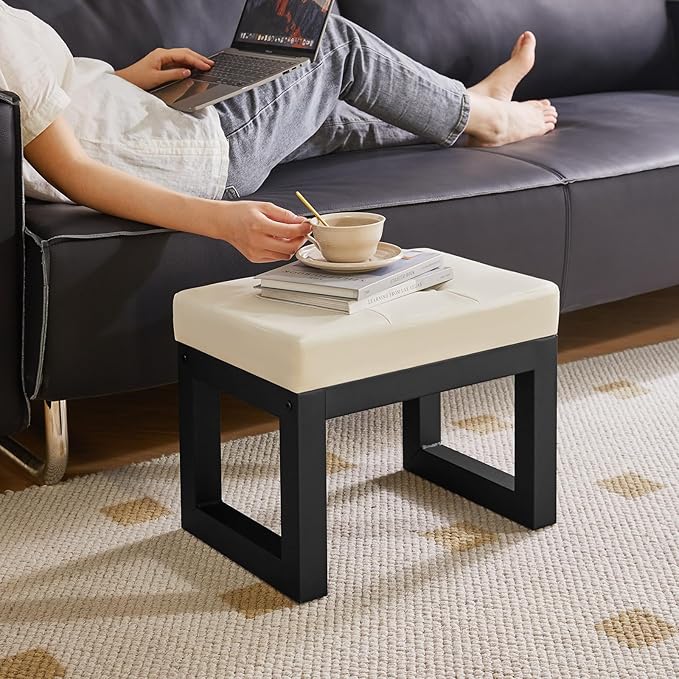 IBUYKE 16 Inch Small Foot Stool Ottoman, Rectangle PU Faux Leather Foot Rest - Image 7