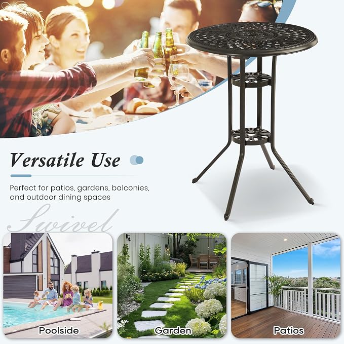 Patio Dining Table, Cast Aluminum Patio Tables - Image 7