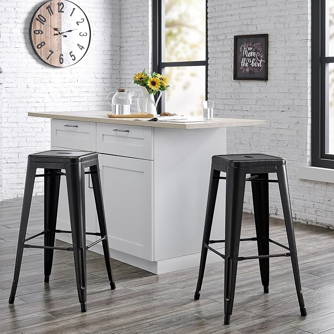 AC Pacific 30” Metal Backless Barstool Set of 2 – Country Rustic Style - Image 2