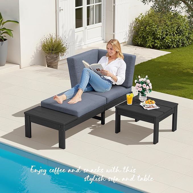 SERWALL HDPE Outdoor Furniture Set, 2 Seats Outdoor Sectional - Image 2