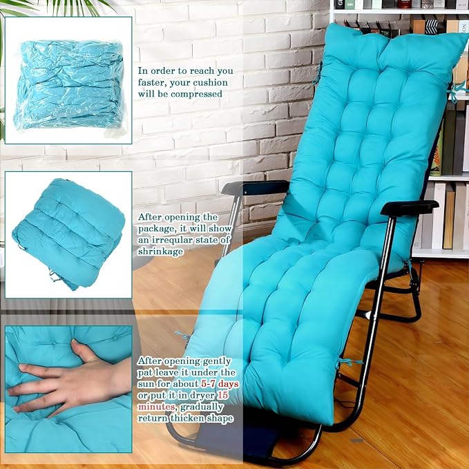 67 x 19 Inch Chaise Lounge Cushions Soft Lounge Chair Cushion Gravity Chair - Image 3