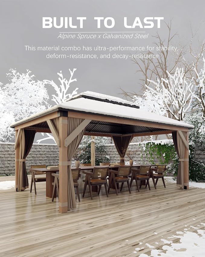 GarveeLife Hardtop Wood Gazebo 10 ft x12 ft - Image 4