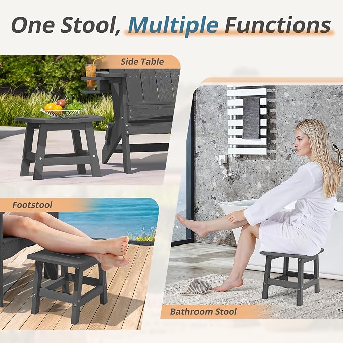 LUE BONA Outdoor Adirondack Ottomans, Footrest Footstool, Outdoor Foot Rest - Image 4