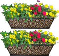 2 Pack 24" Railing Planter Window Box Deck Balcony Rail Planter Black Metal by EIMQUVW