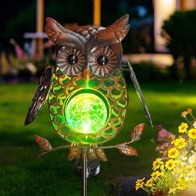 HONGLAND Solar Lights Outdoor Decor Waterproof, Solar Owl Garden Decorative - Image 2