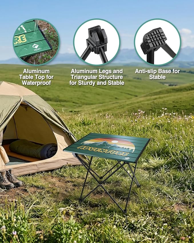 VILLEY Portable Camping Side Table, Ultralight Aluminum Folding Beach Table - Image 5