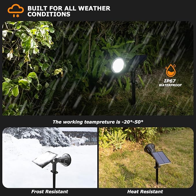 Solar Spot Lights Outdoor, 21 LEDs Brightness Solar Outdoor Lights IP67 - Image 4