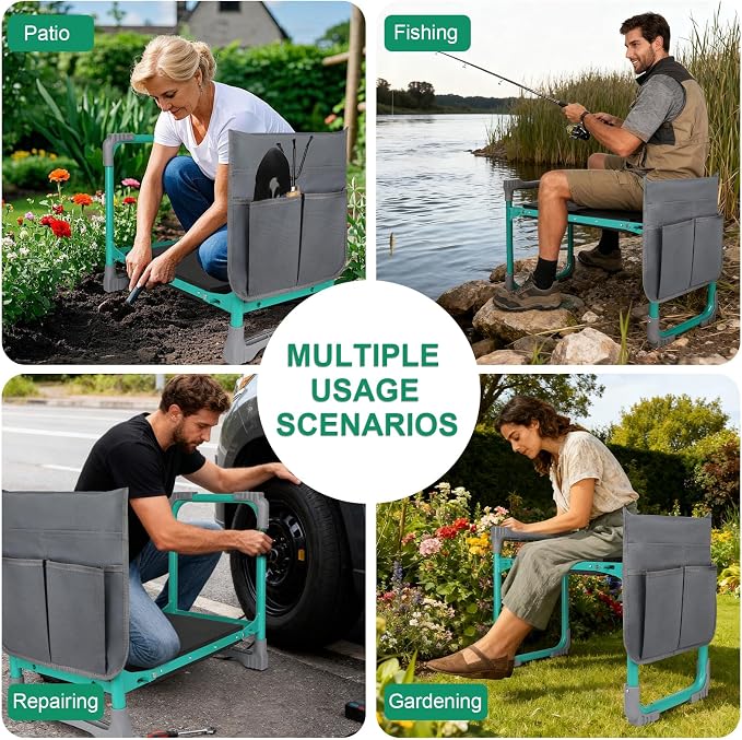 Garden Kneeler and Seat, 2-in-1 Foldable Garden Bench - Image 7