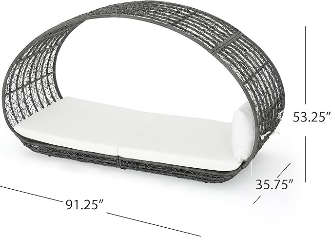 GDFStudio Outdoor Wicker Overhead Canopy Daybed Water Resistant Cushion - Image 2