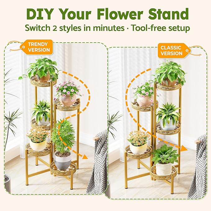 Tall Plant Stand Indoor Outdoor, Corner Metal Flower Pot Stands - Image 4