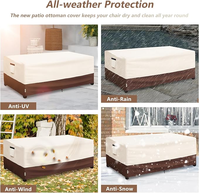 Outdoor Coffee Table Cover, 600D Waterproof Patio Rectangular Side Table Covers - Image 5
